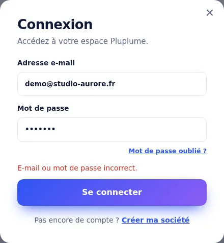 Fenêtre de connexion
